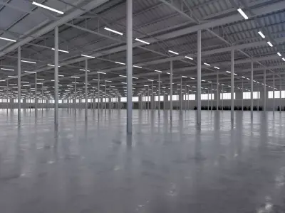 Industrial Warehouse Interior 5b Low-poly 3D model