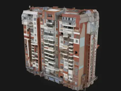High-Rise Mosaic Stylized Skyscraper Facade Model 3D model