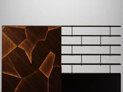 wall cabinet wood and metal with hidden light 3D model