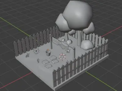 A Cartoon Clothesline and Environment 3D model