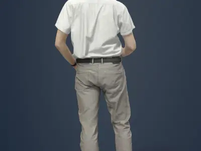 Romance Casual Man Urban in Shirt Standing holding a ticket Low-poly 3D model