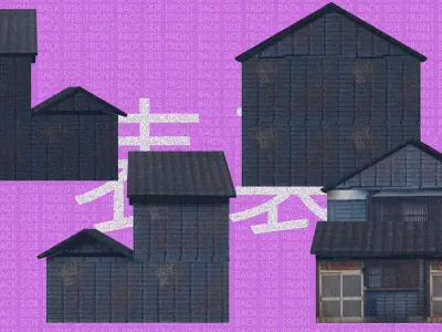 5 Traditional Japanease House Pack Low-poly 3D model