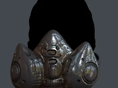 Gas mask helmet 3d model scifi  Low-poly 3D model