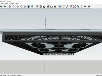 Iron Glass Roof Art Mounted Villa Facade 3D model 3D model