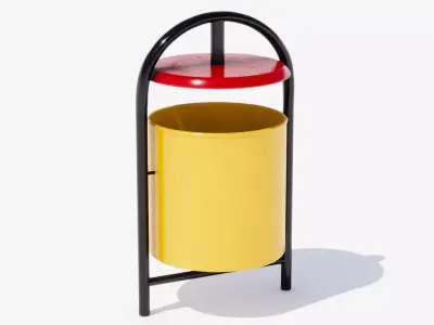 City trash can Low-poly 3D model