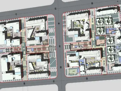 SU model of modern office and residential apartment building 3D model