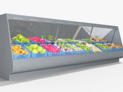 Supermarket Veg Stand Shelve Low-poly 3D model