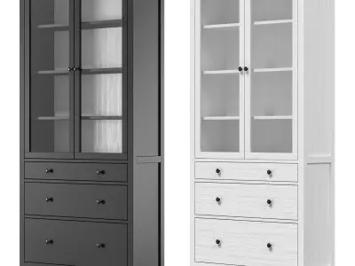 IKEA - HEMNES Cabinet with glass door and 3 drawers 3D model