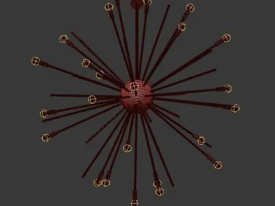 Huge Sputnik Chandelier Gold and Black 3D model