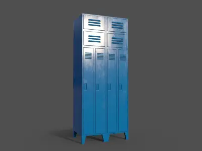 PBR School Gym Locker 10 - Blue Light Low-poly 3D model