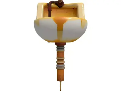 Grungy Yellow Industrial Urinal Low-poly 3D model