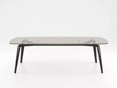 Gramercy table with legs and glass top 3D model