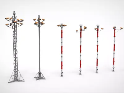 sci fi video surveillance mast 3D model