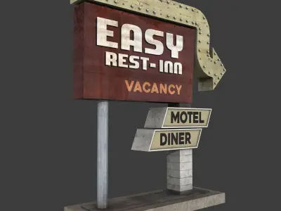 Motel Sign 2 Low-poly 3D model