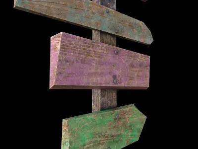 Colored Signpost Low-poly 3D model