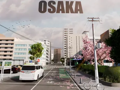 Osaka Japan Cityscape 3D Model Low-poly 3D model