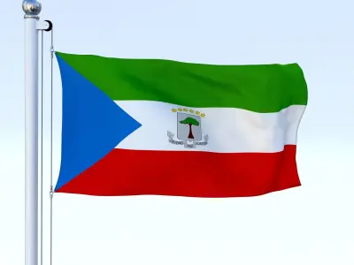 Animated Equatorial Guinea Flag Low-poly 3D model