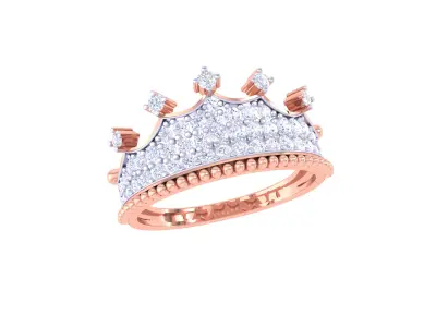  Women Crown Ring MTL 3dm STL OBJ FBX Details 3D print model