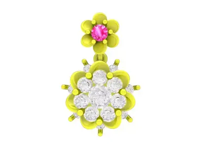 Elegant Floral Cluster Pendant with Round Gemstone Accents 6550 3D print model