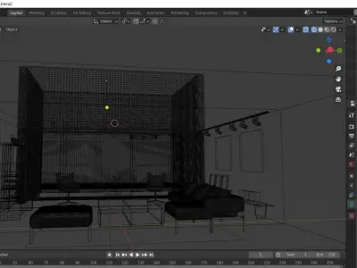 Realistic Living room Interior scene 3D model