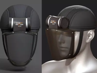 Gas mask helmet protection isolated plastic scifi military  Low-poly 3D model