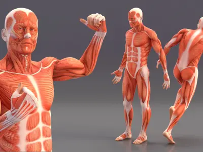  Male Muscular System Anatomy Rigged for Cinema 4D 