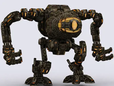 Mech robots engineers Low-poly 3D model