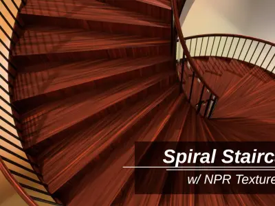 Spiral Staircase with NPR Textures 3D model