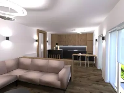 livingroom apartment with living room and kitchen Free 3D model
