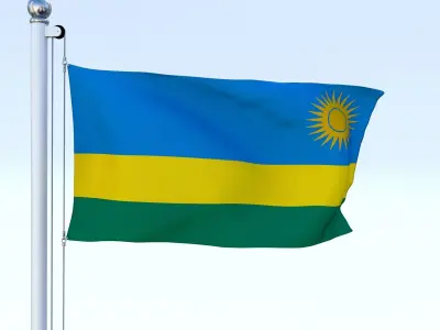 Animated Rwanda Flag Low-poly 3D model