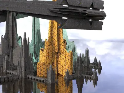 High councilors Ships Sci fi Towers Kitbash 3D model