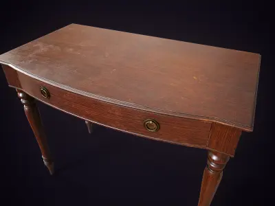 Vintage Secretary Desk Low-poly 3D model