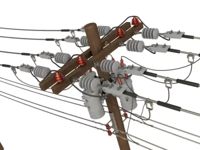 Electric Pole Power Transformer 3D model