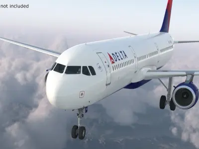  Delta Air Lines Airbus A321 with Cabin and Cockpit Rigged for Maya 