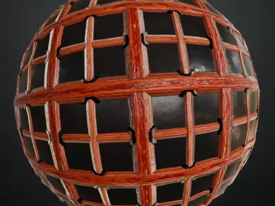 Red Wood Window Lattice Texture