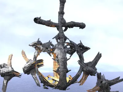 Transformer tail architecture debris 3 Low-poly 3D model