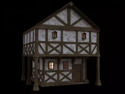 House made for game RPG Medival projects Low-poly 3D model