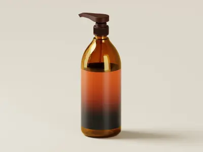 Amber Glass Pump Bottle 3D Model Low-poly 3D model