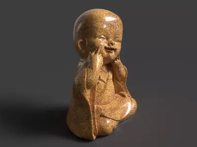 Chinese Monk Kid Figure   Low-poly 3D model