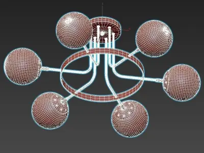 intenso six light chandelier with glass globes and chrome finish 3D model