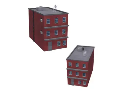 Neighborhood building Low-poly 3D model