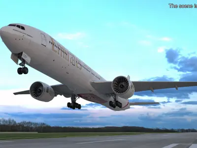  Emirates Boeing 777 Rigged for Cinema 4D 