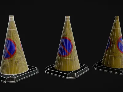 Yellow No Parking Traffic Cone 3D model