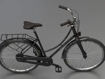  Realistic Aged 3D Model of Dutch City Bicycle PBR Textured 