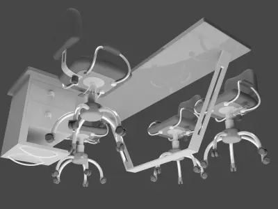 Office desk room interior 3D model