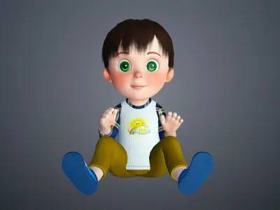 Cartoon Baby Rigged Character 3D model