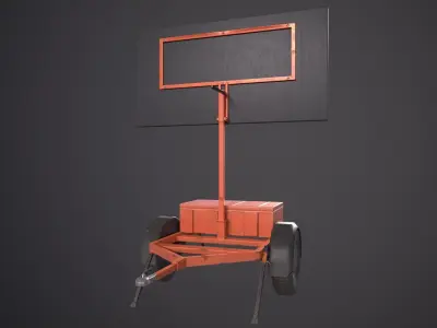 Arrow board traffic trailer Low-poly 3D model