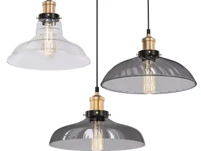 STUDIO three glass and metal pendant lights 3D model