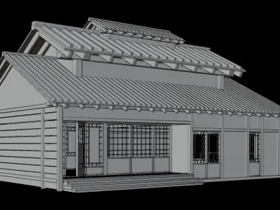 Medieval  Japanese Houses  - 4K Textures Game Ready Low-poly 3D model