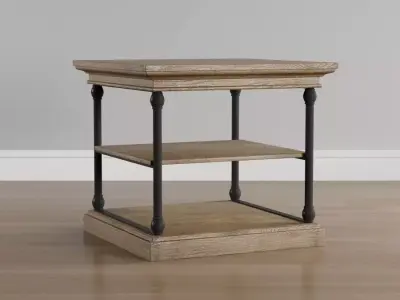 Vintage Oak Side Table 3D model